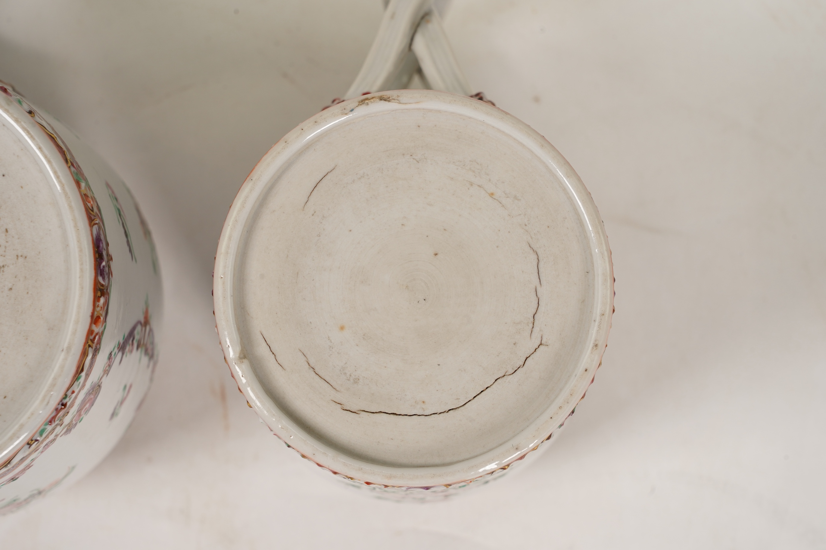 A graduated set of three Chinese export famille rose mugs, Qianlong period